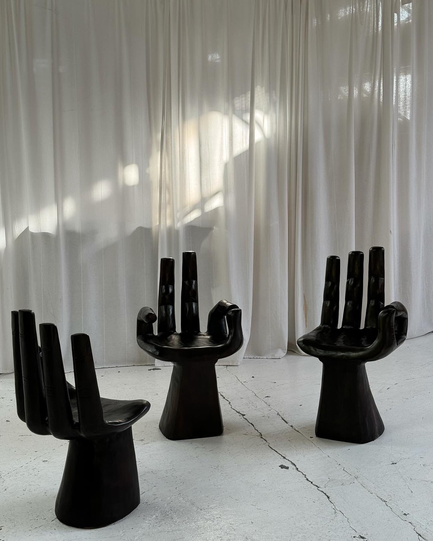 Sculptural Carved Wooden Hand Chairs