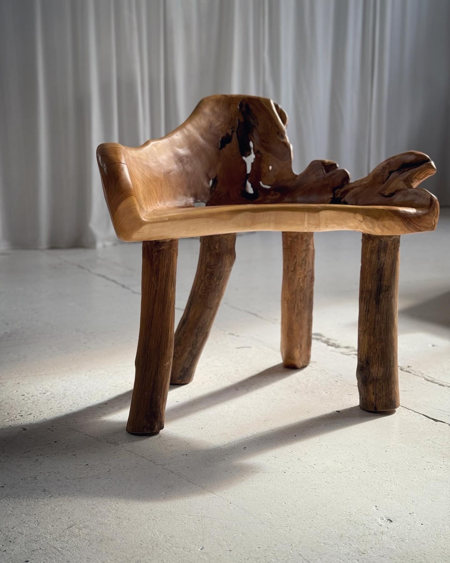 Burl Wood Sculptural Carved Chairs