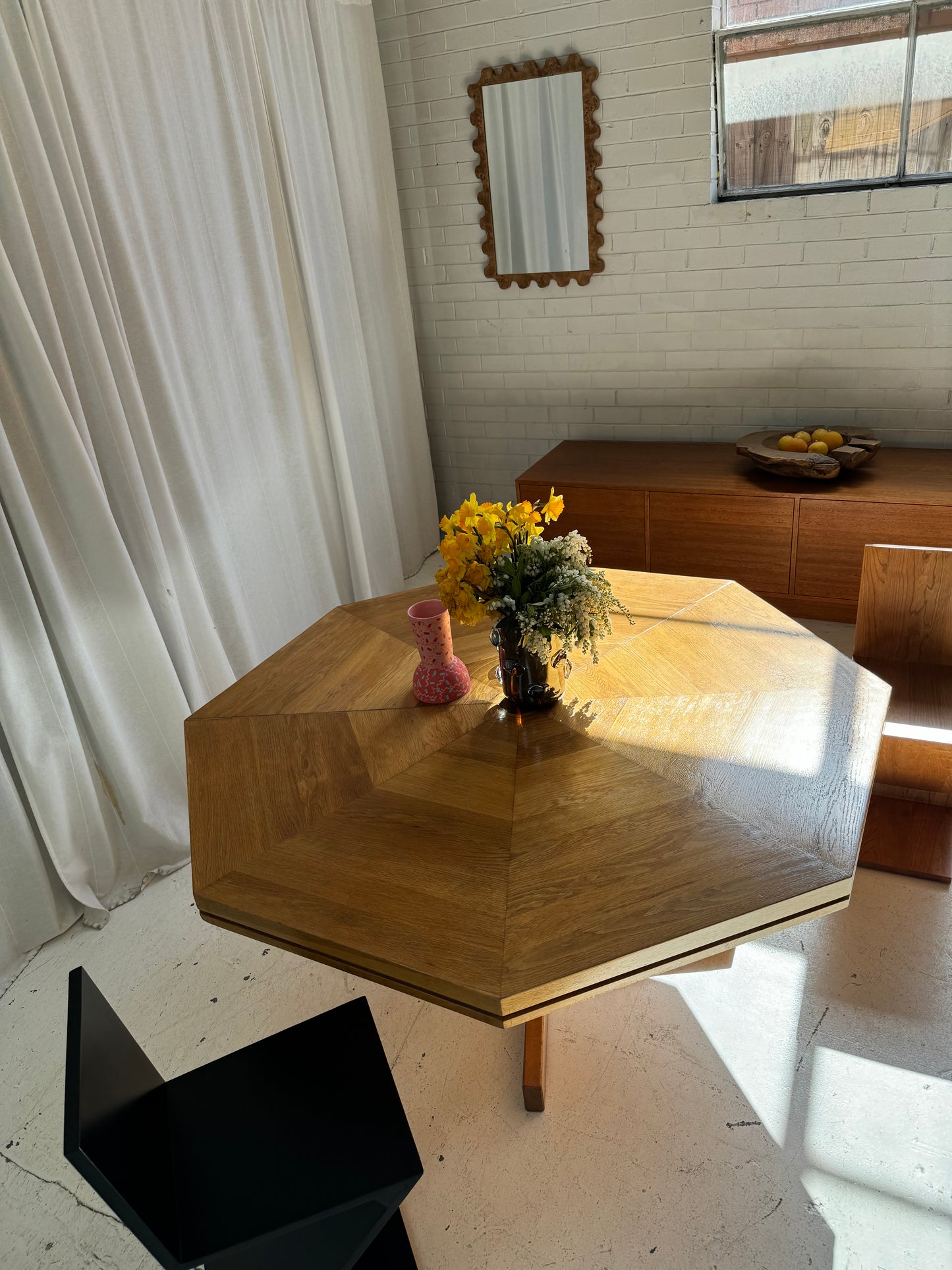 Restored Vintage Octagonal Wood Table