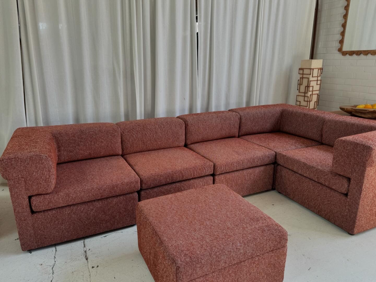 Restored 6 Piece Vintage Modular Sofa Set - Tweed Boucle