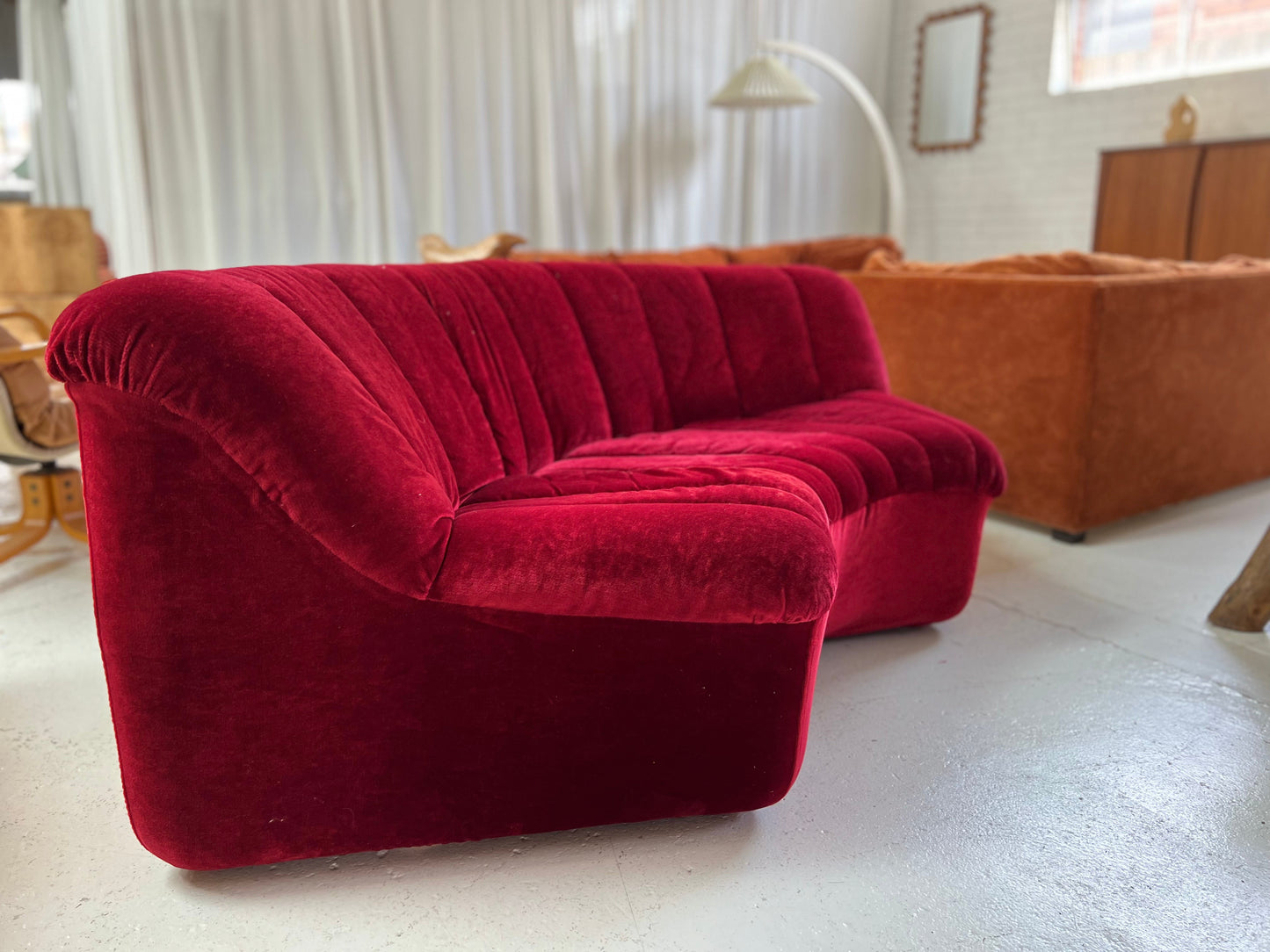 Vintage Featherston Numero Sofa Set - Ruby Velvet