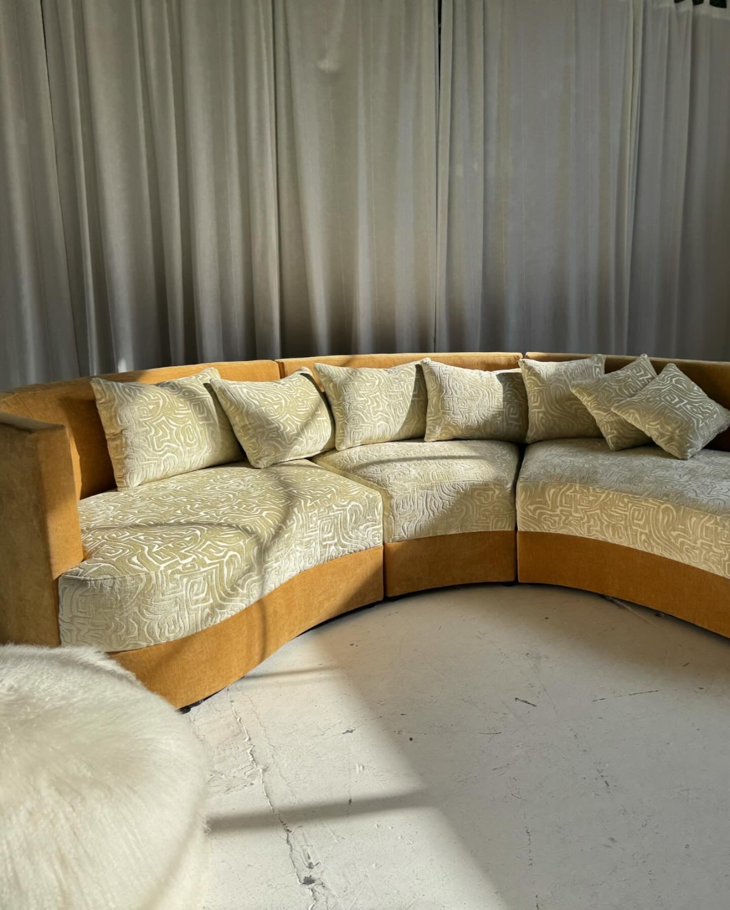 Bespoke Curved Patterned Mustard Sofa