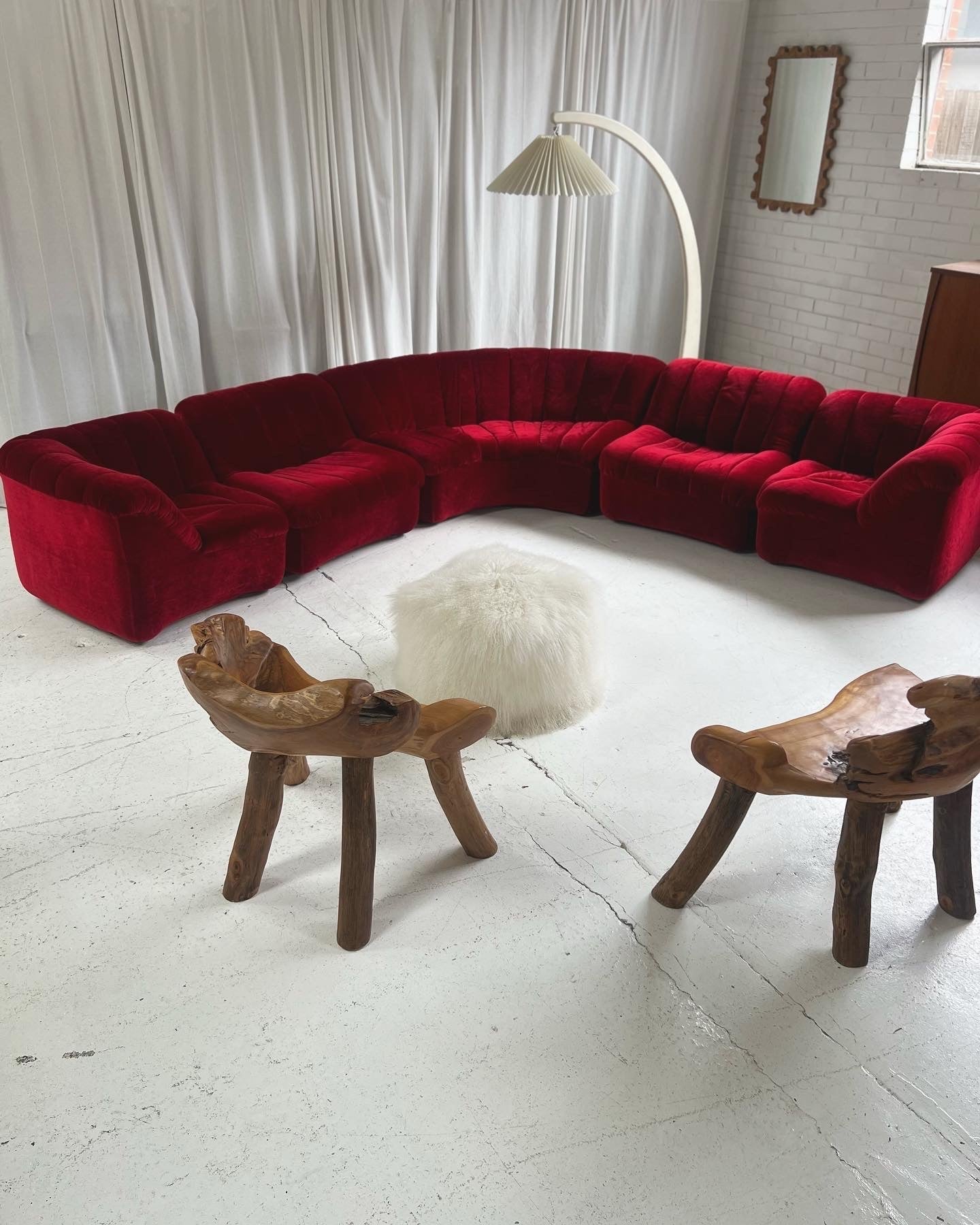 Vintage Featherston Numero Sofa Set - Ruby Velvet