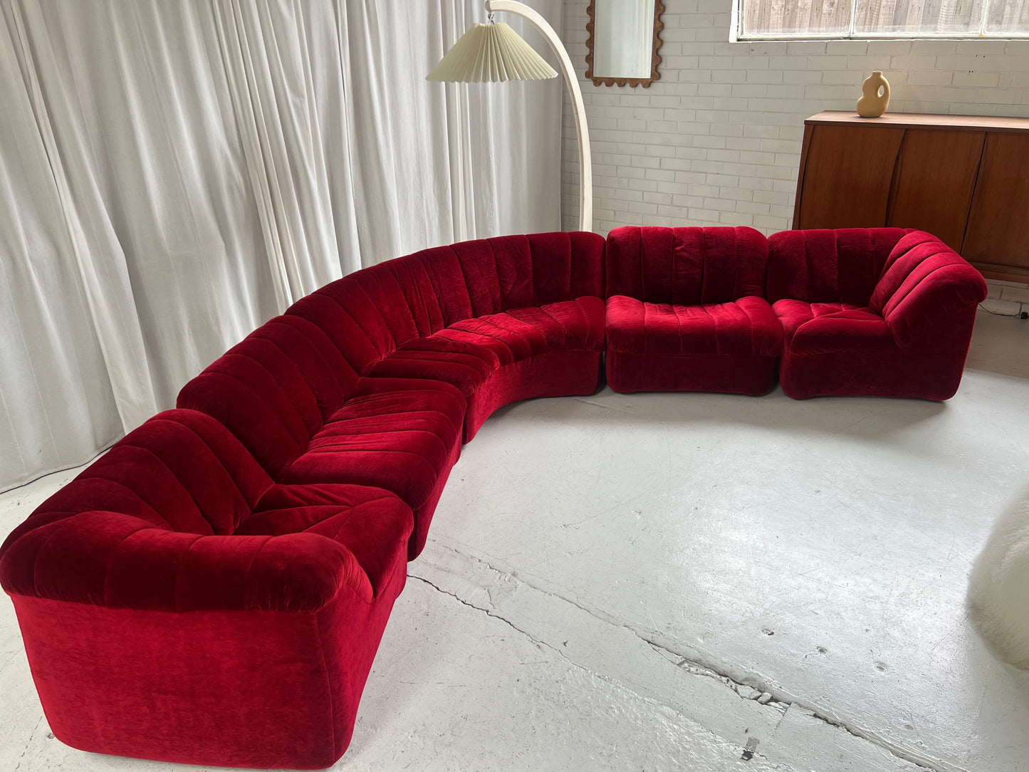 Vintage Featherston Numero Sofa Set - Ruby Velvet