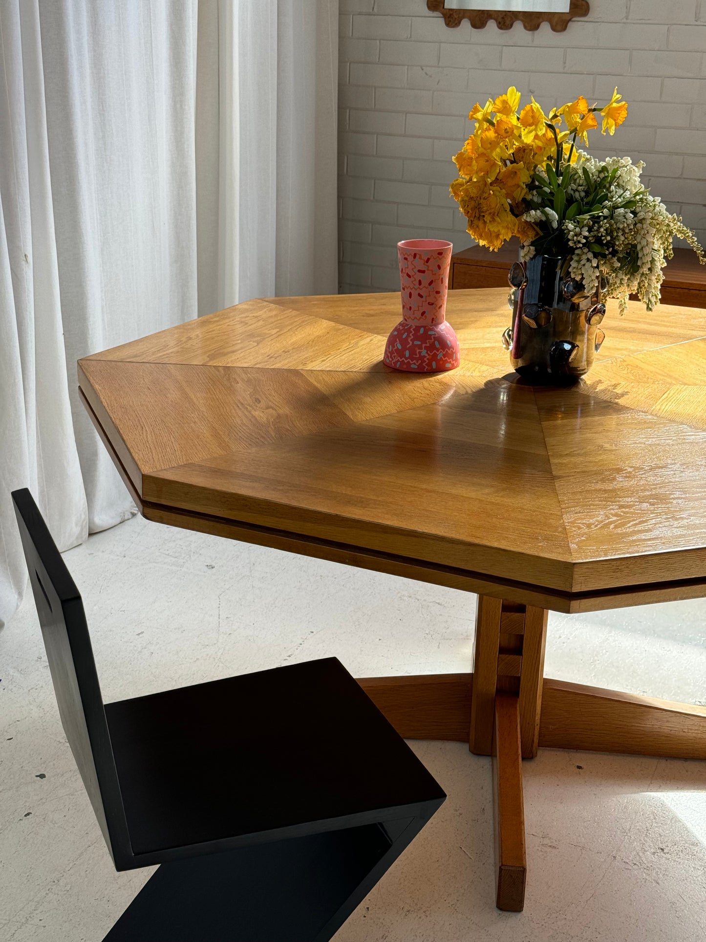 Restored Vintage Octagonal Wood Table