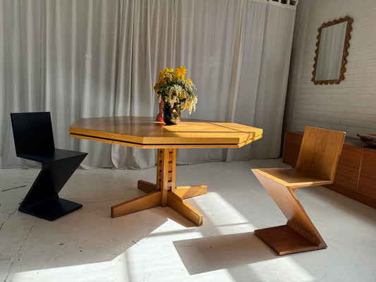 Restored Vintage Octagonal Wood Table