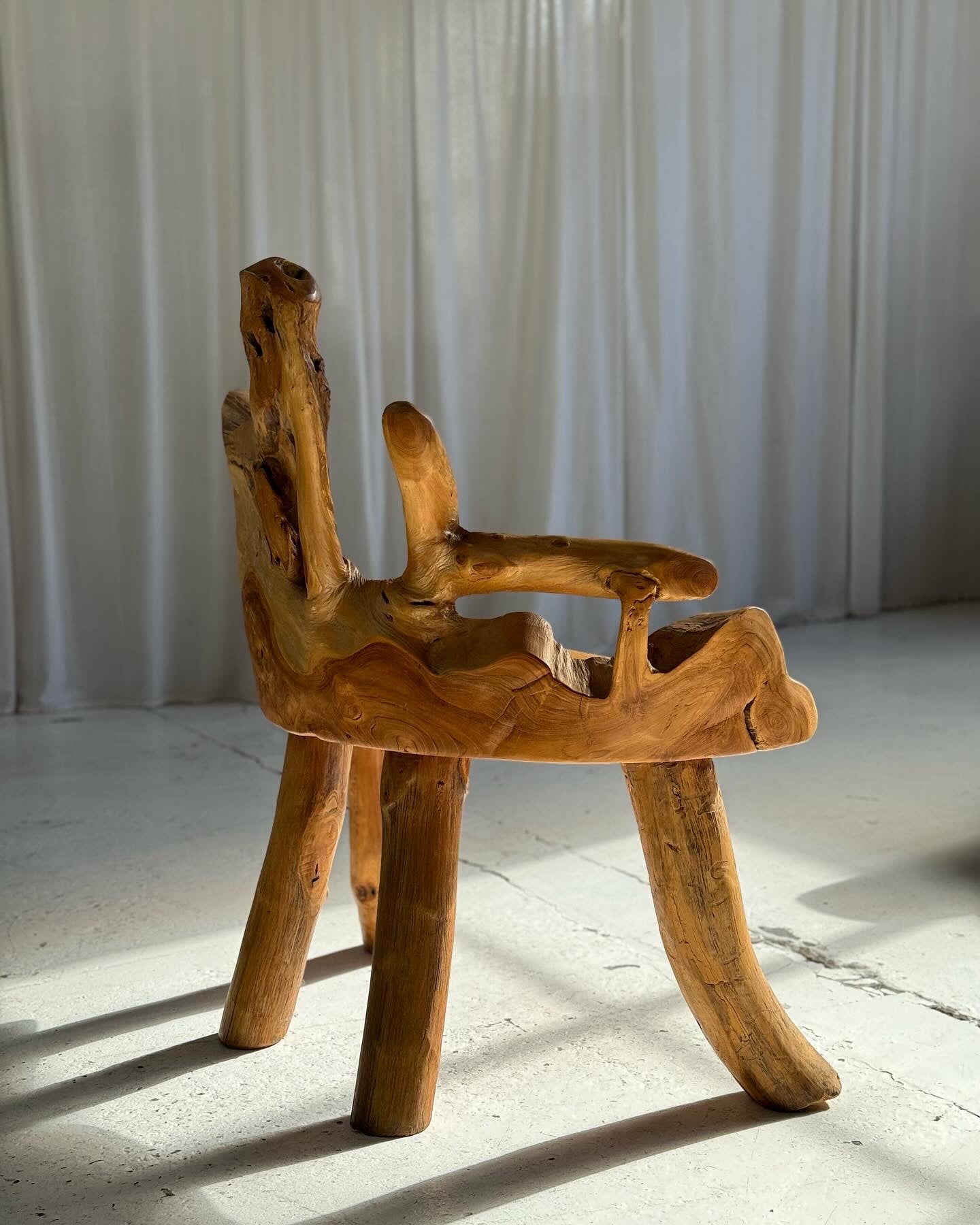 Burl Wood Sculptural Carved Chairs