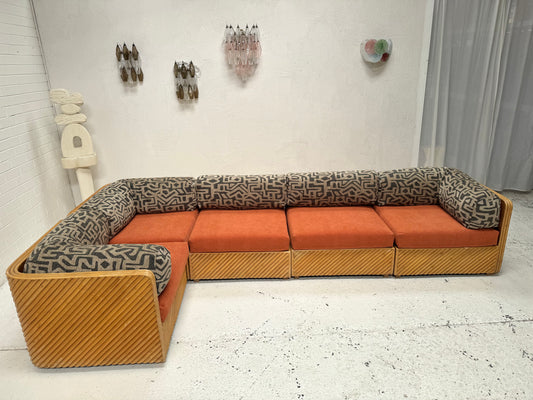 Restored Vintage Cane Modular Sofa