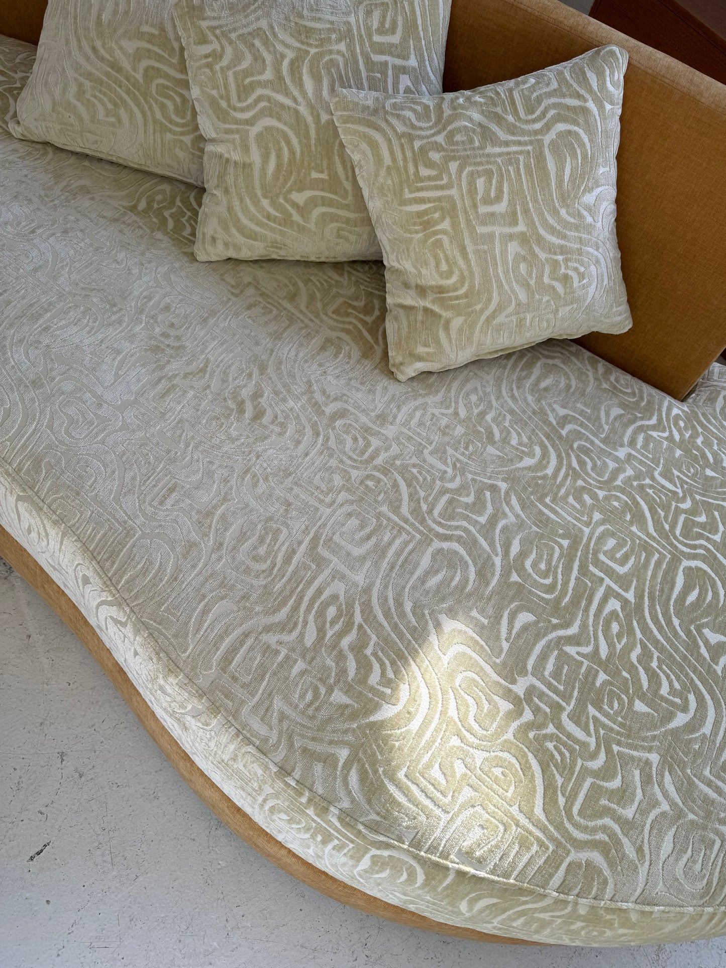 Bespoke Curved Patterned Mustard Sofa