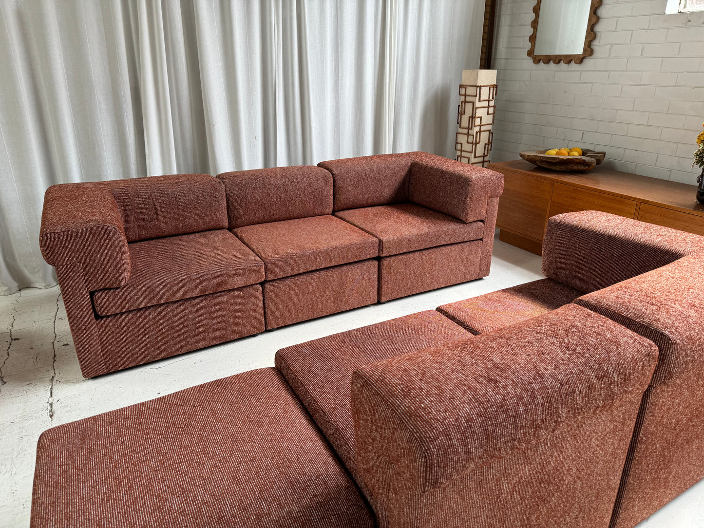 Restored 6 Piece Vintage Modular Sofa Set - Tweed Boucle