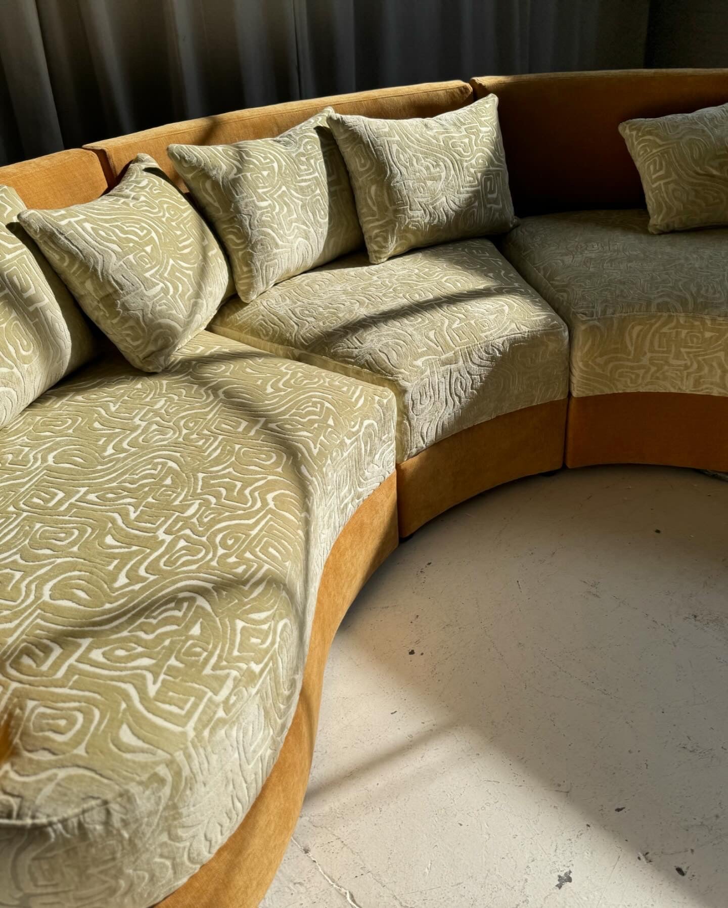 Bespoke Curved Patterned Mustard Sofa