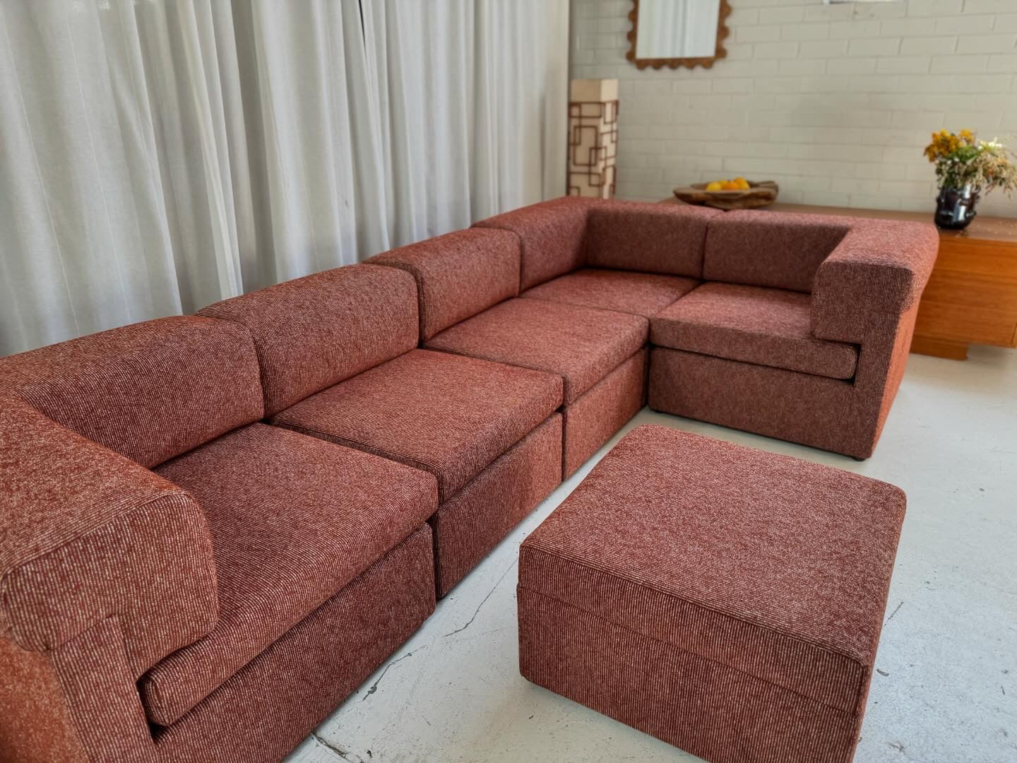 Restored 6 Piece Vintage Modular Sofa Set - Tweed Boucle