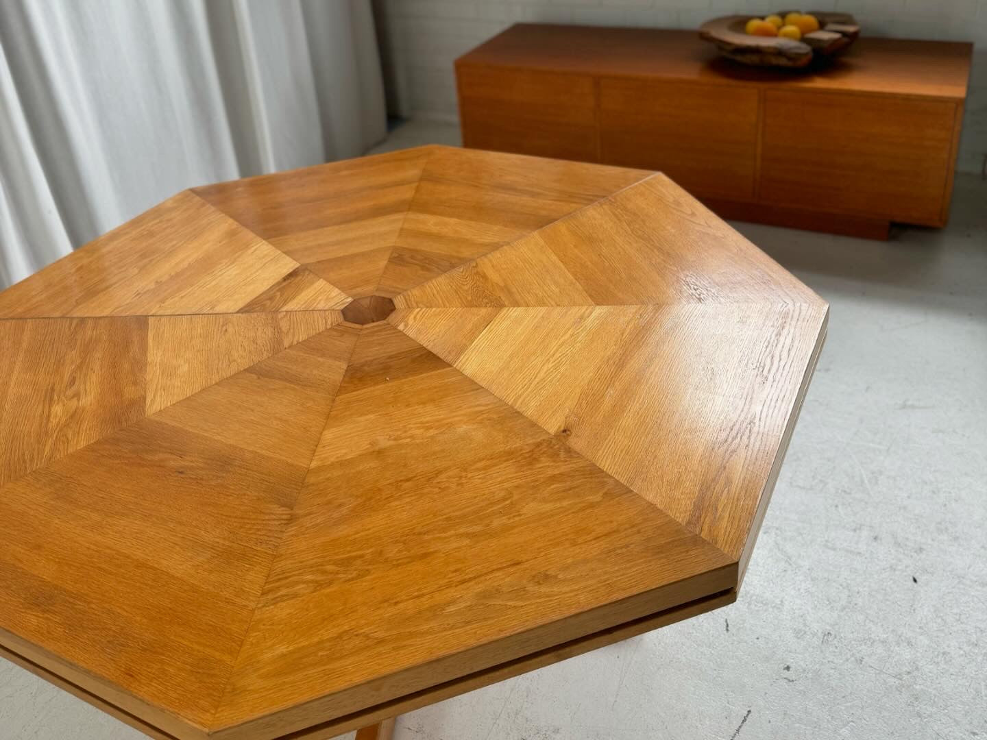 Restored Vintage Octagonal Wood Table