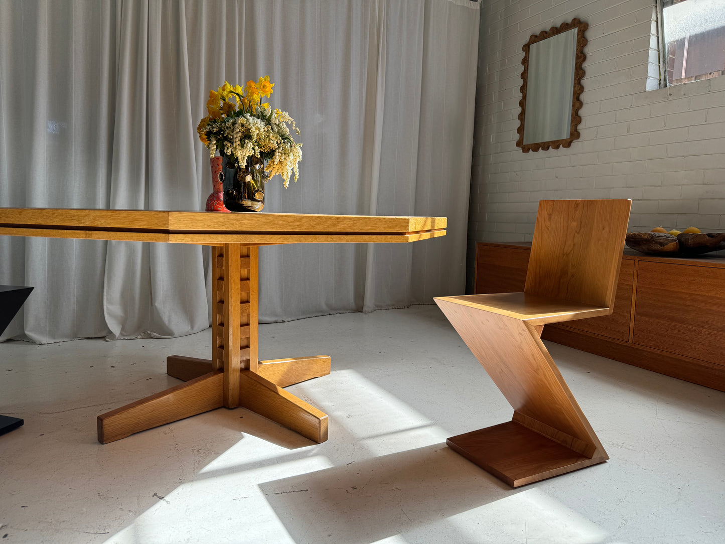 Restored Vintage Octagonal Wood Table