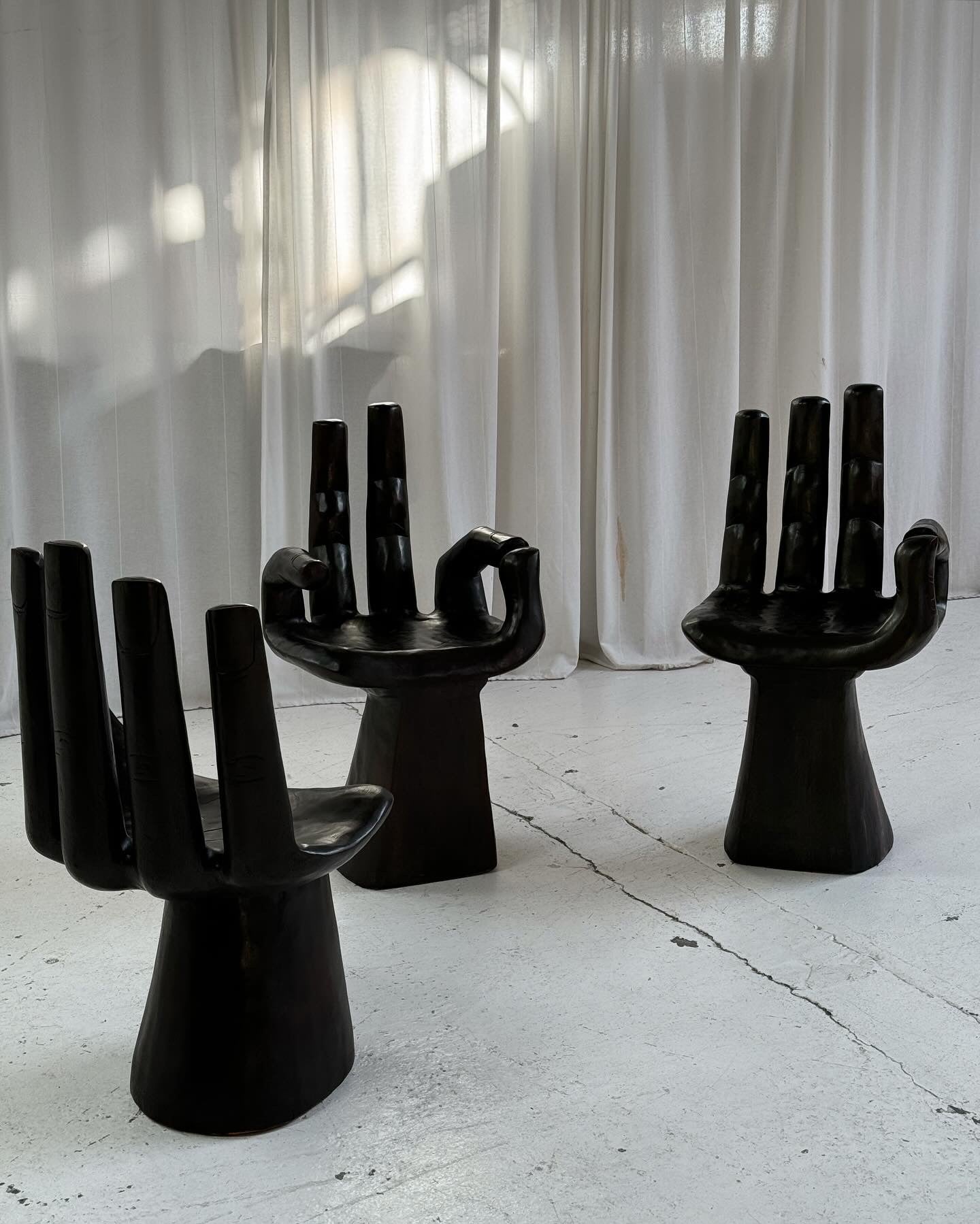 Sculptural Carved Wooden Hand Chairs