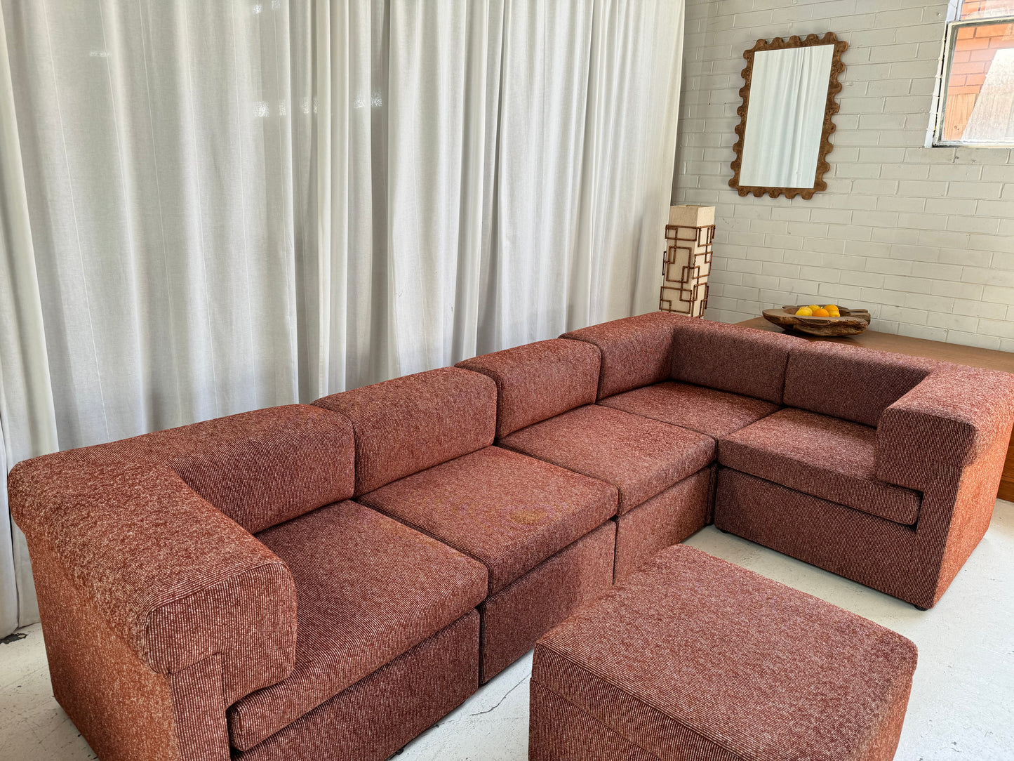 Restored 6 Piece Vintage Modular Sofa Set - Tweed Boucle