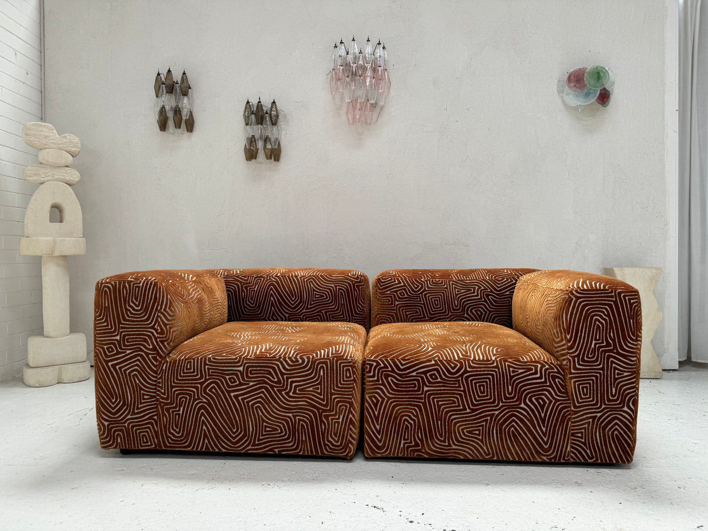 Custom Hay Mag Sofa Set - Tan Pattern