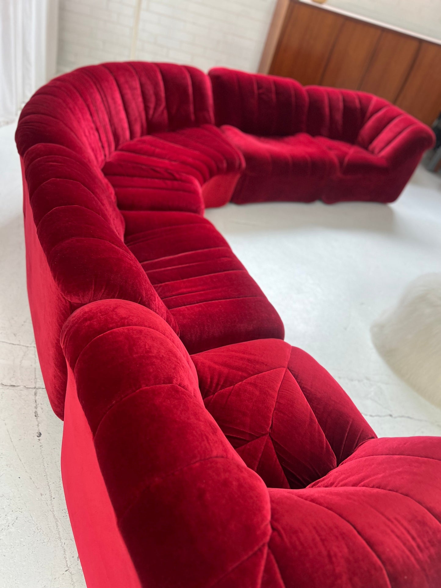 Vintage Featherston Numero Sofa Set - Ruby Velvet