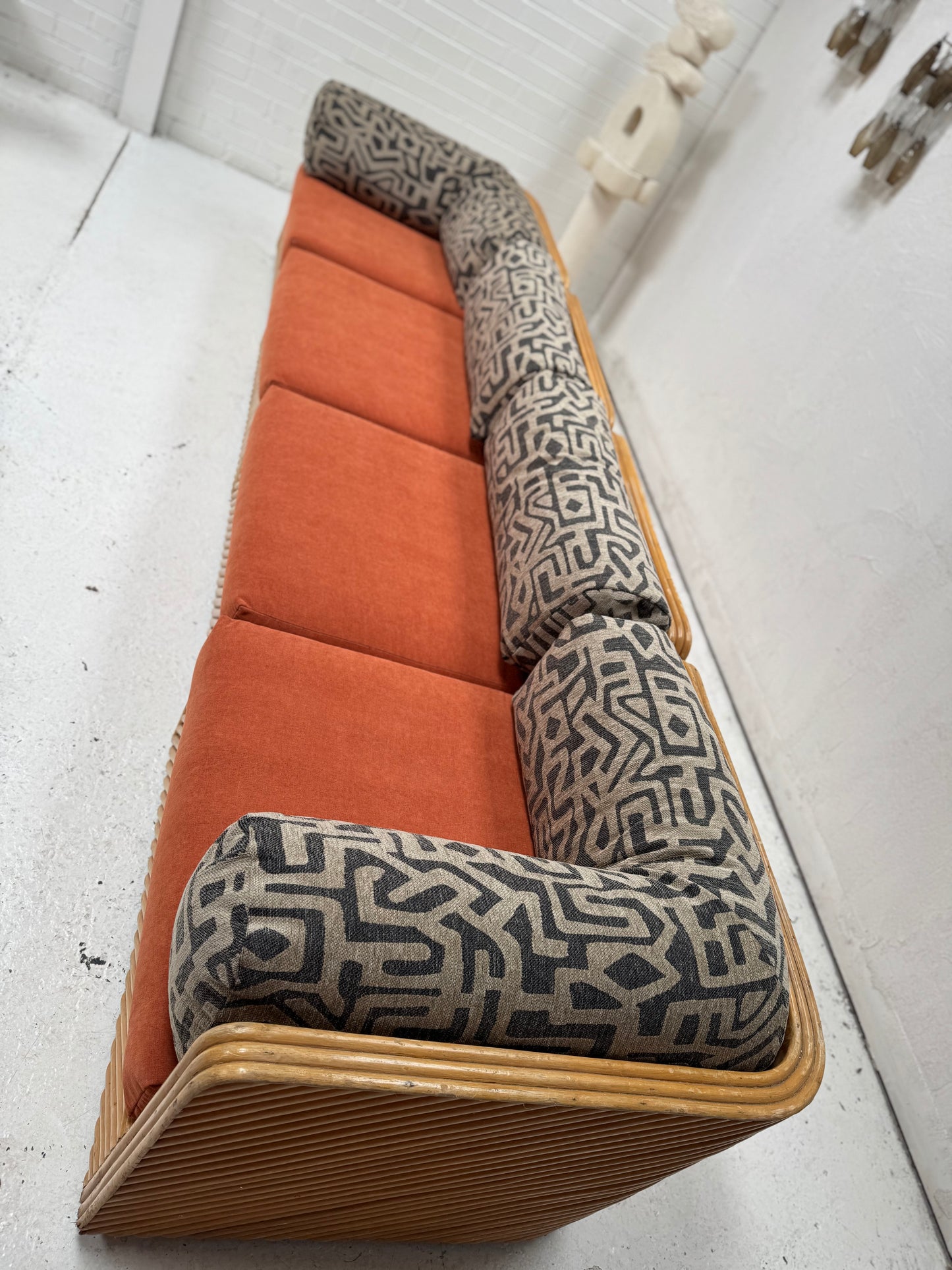 Restored Vintage Cane Modular Sofa