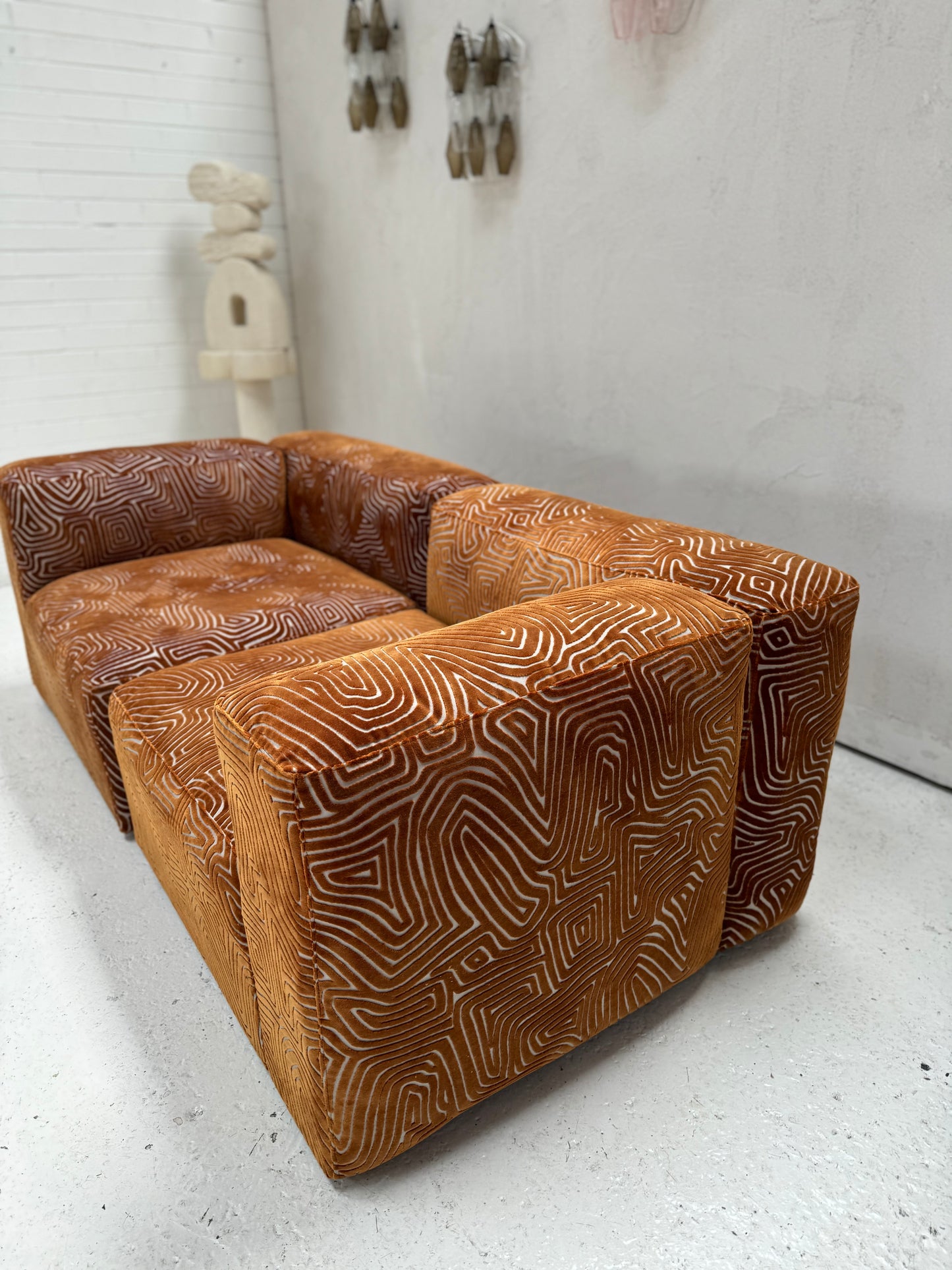 Custom Hay Mag Sofa Set - Tan Pattern