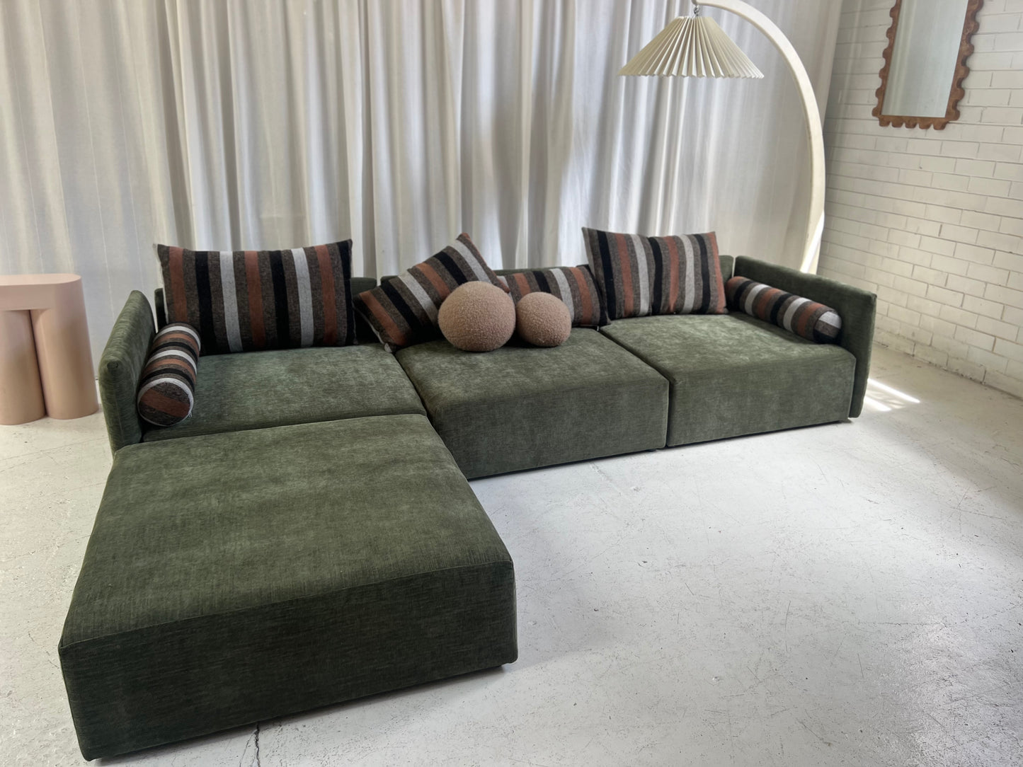 Bespoke 4 Piece Green Modular Sofa