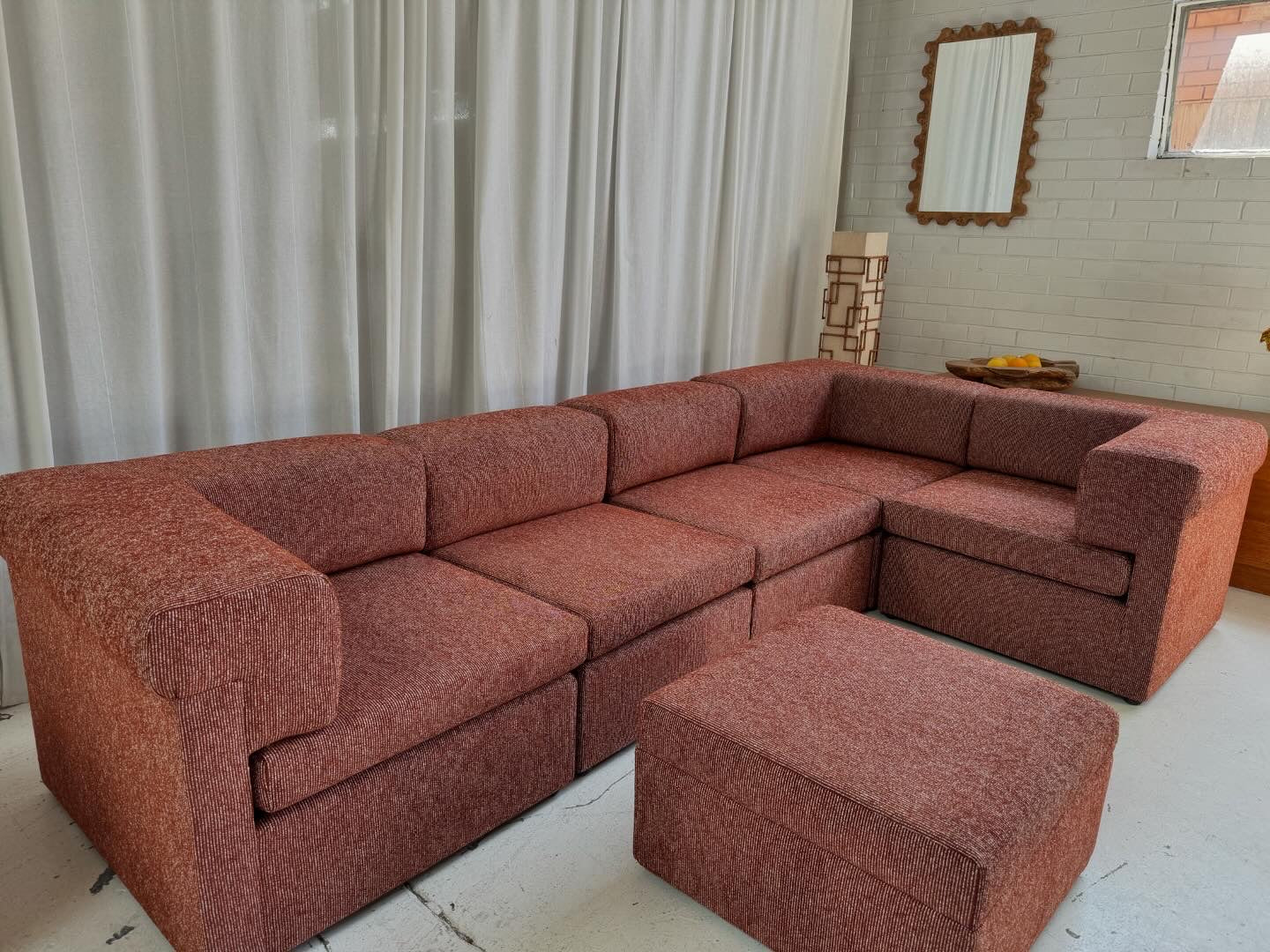 Restored 6 Piece Vintage Modular Sofa Set - Tweed Boucle