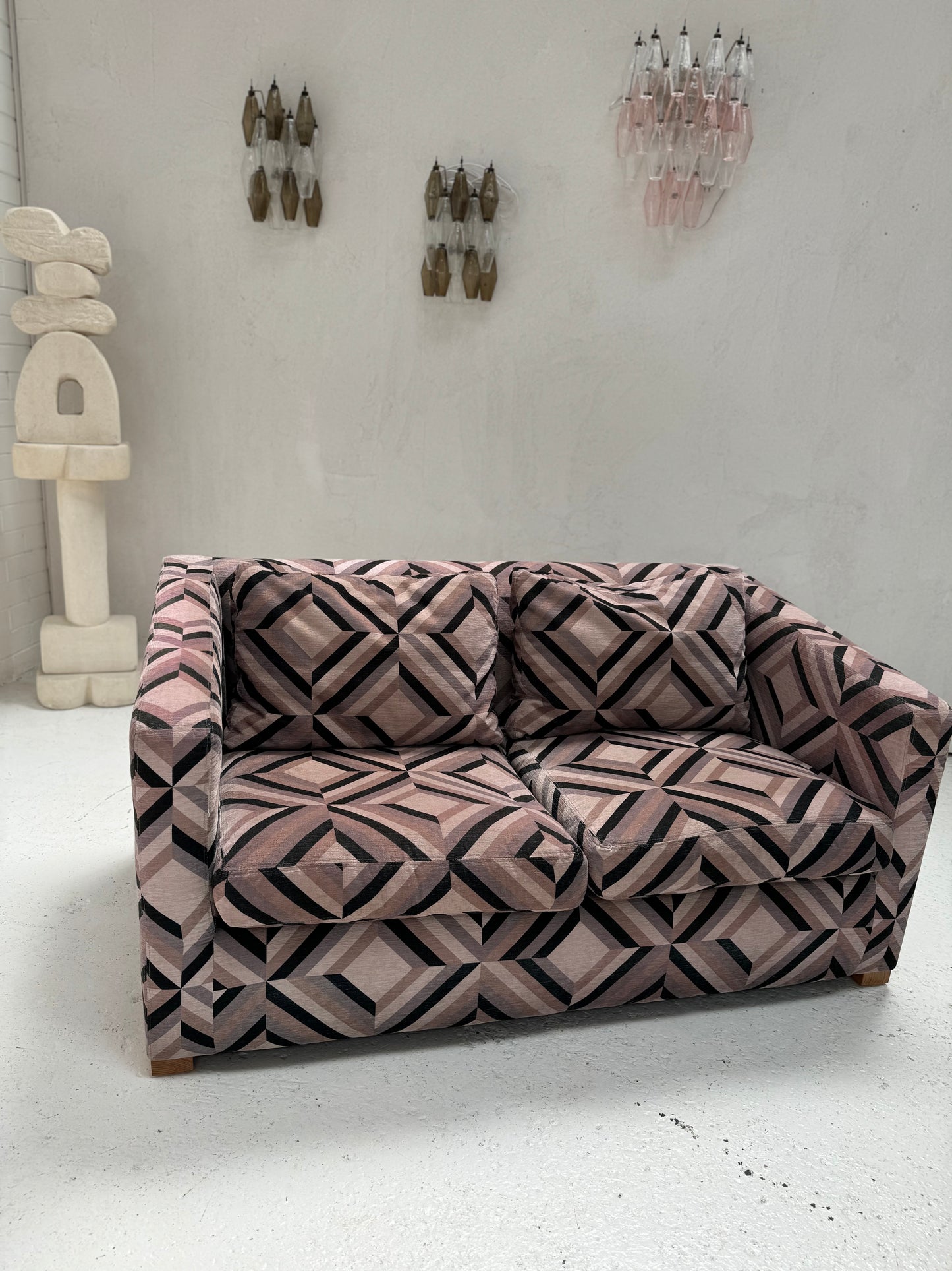 Vintage Geometric 2 Seater Sofa