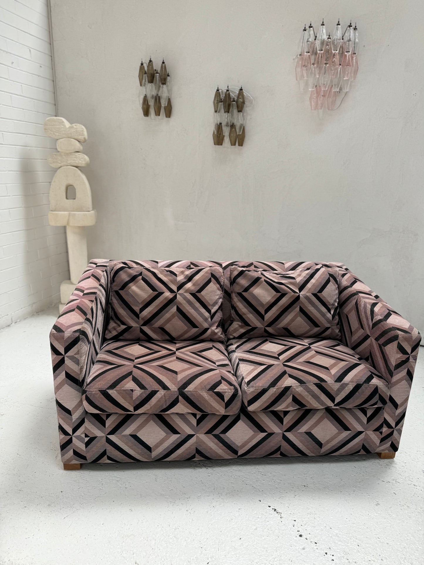 Vintage Geometric 2 Seater Sofa