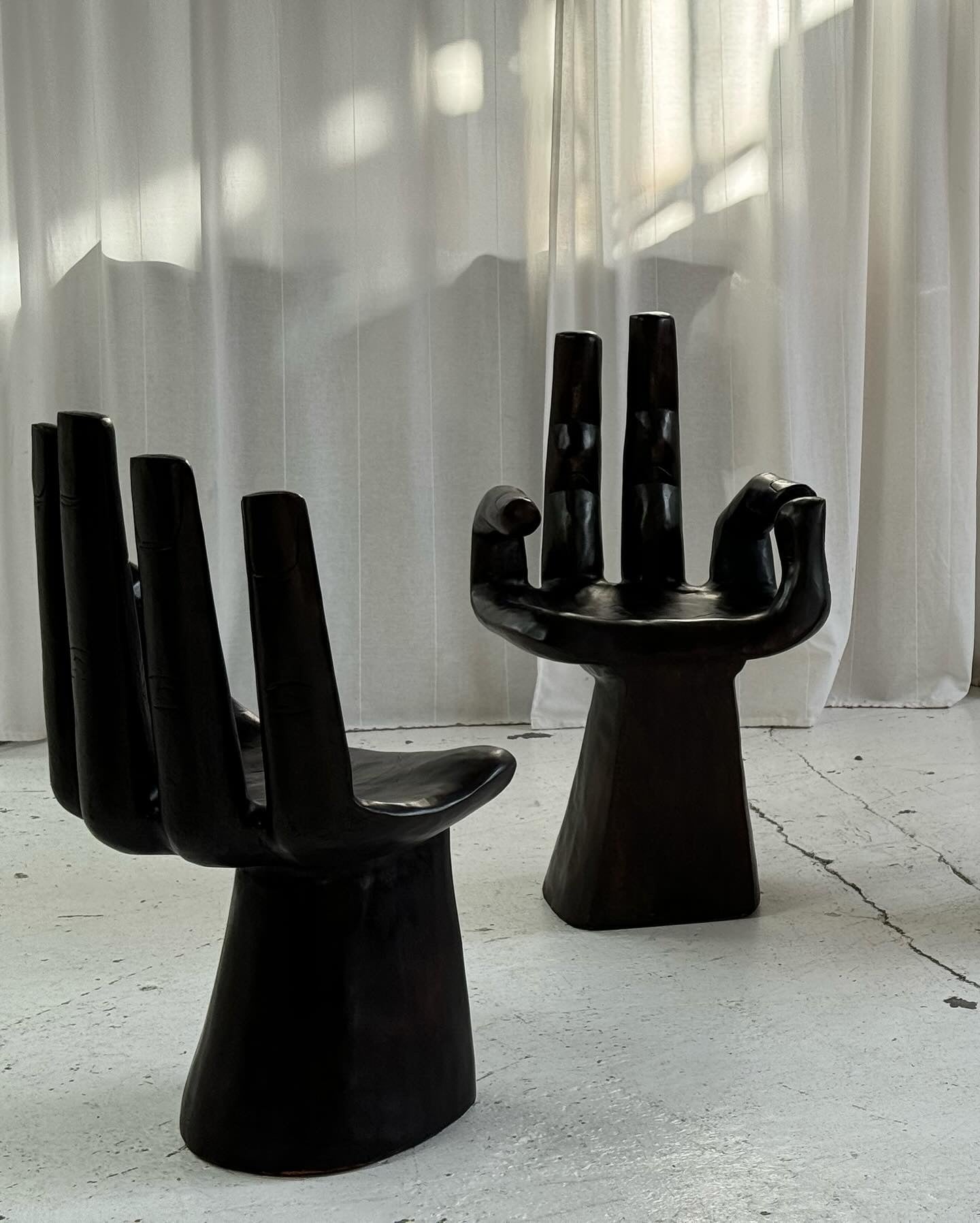 Sculptural Carved Wooden Hand Chairs