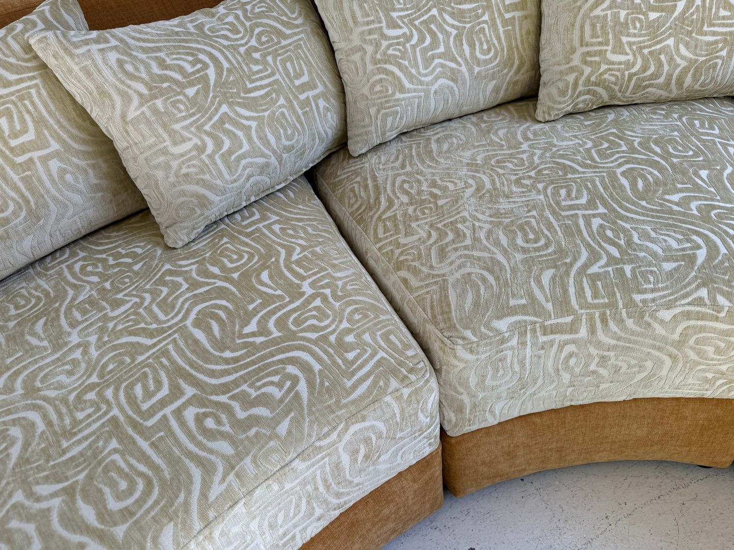 Bespoke Curved Patterned Mustard Sofa