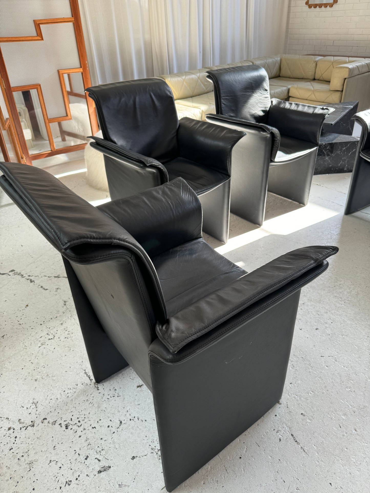 Italian Leather De Sede Style Chairs