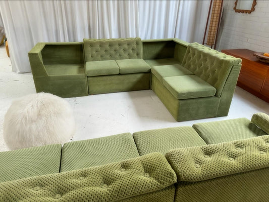 Vintage Green Modular Sofa Set