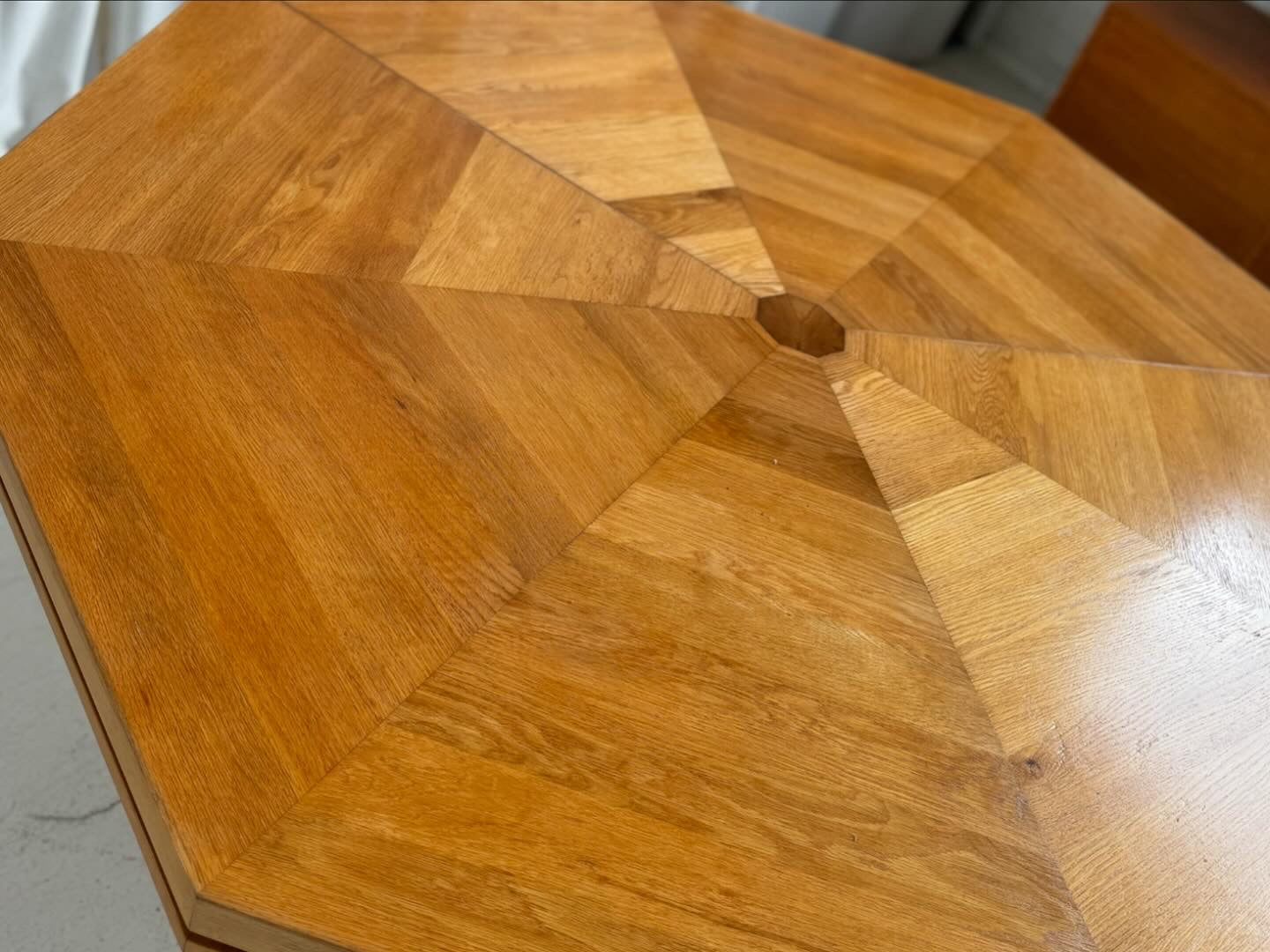 Restored Vintage Octagonal Wood Table