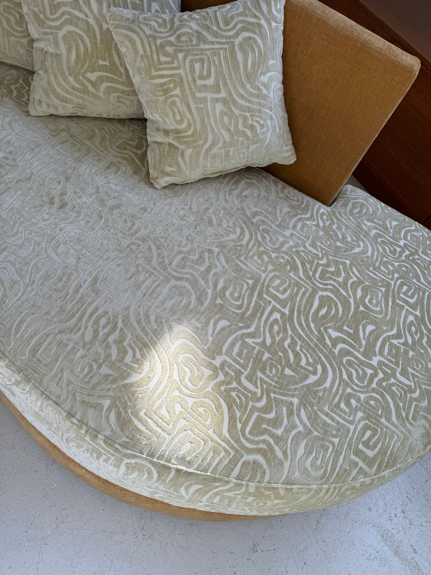 Bespoke Curved Patterned Mustard Sofa