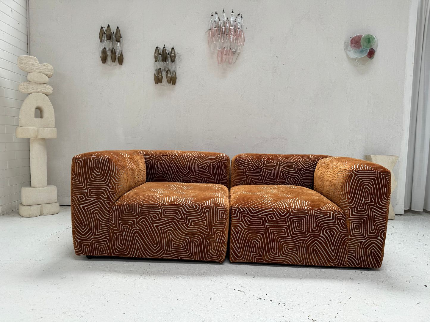 Custom Hay Mag Sofa Set - Tan Pattern