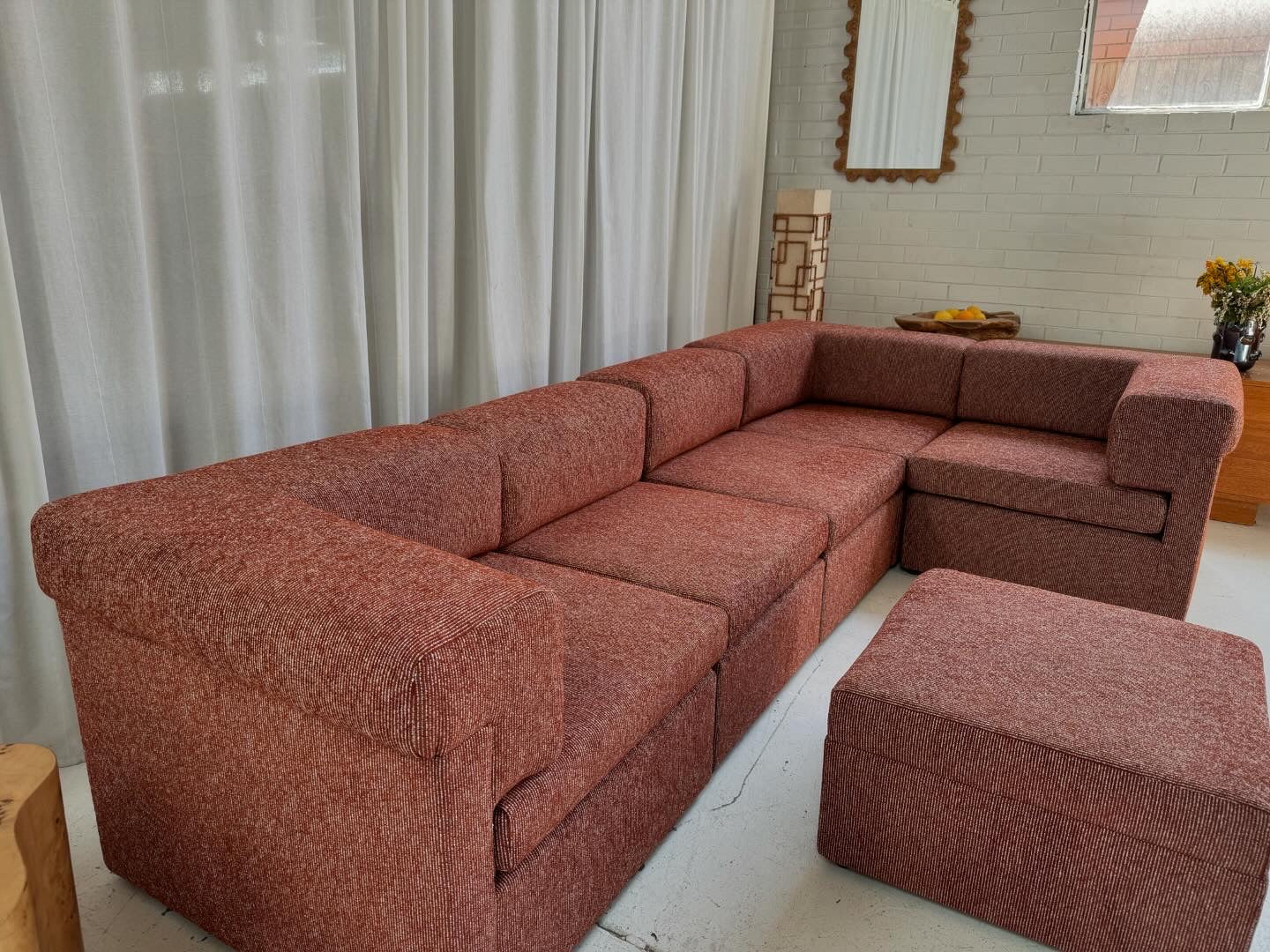 Restored 6 Piece Vintage Modular Sofa Set - Tweed Boucle