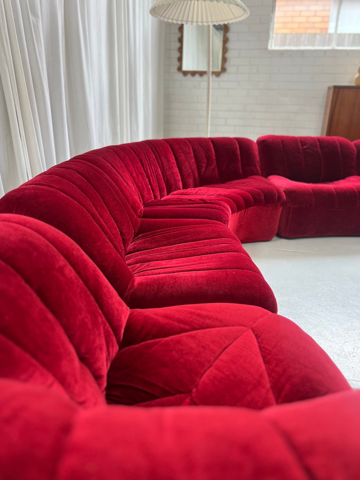 Vintage Featherston Numero Sofa Set - Ruby Velvet