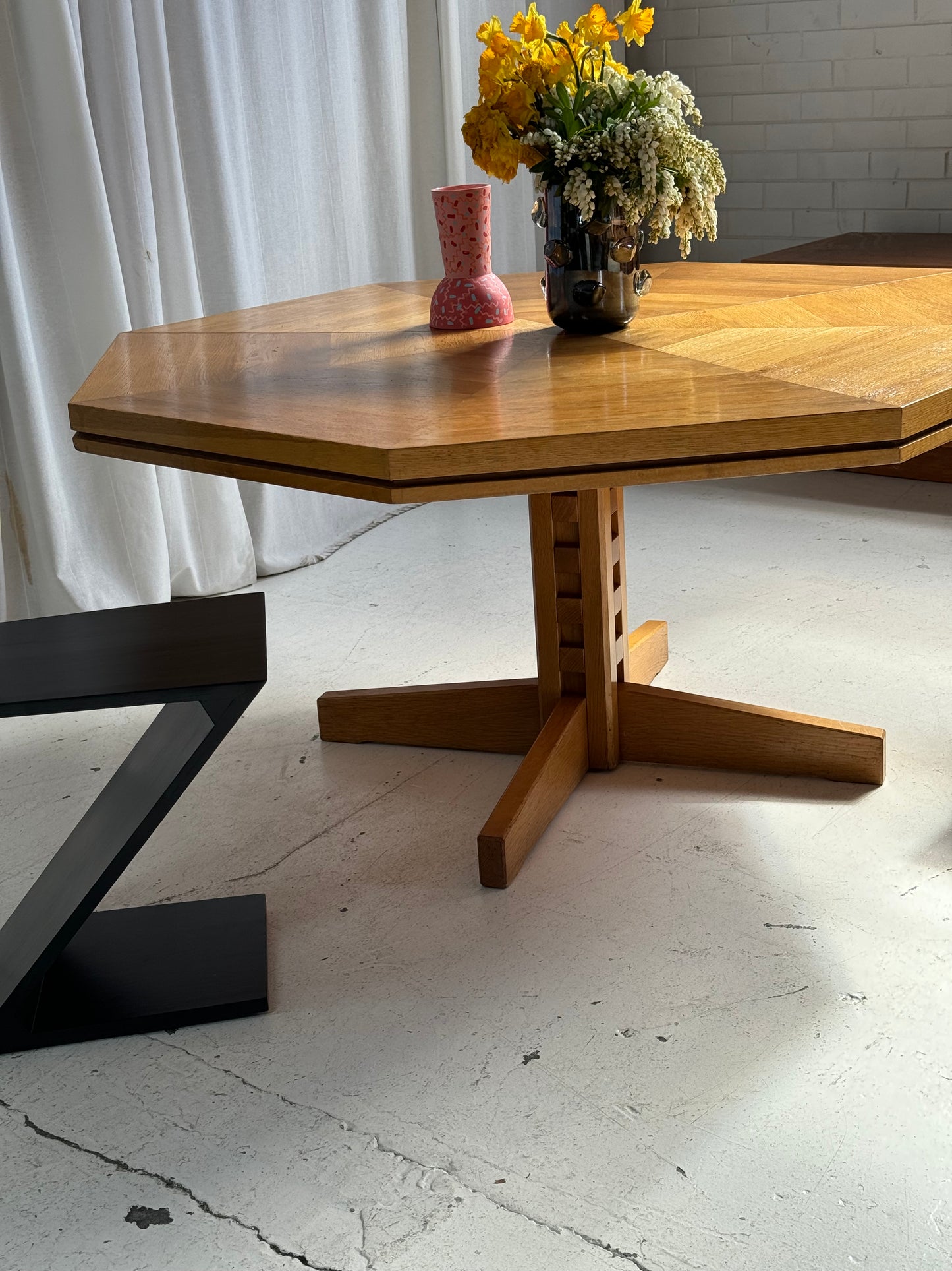 Restored Vintage Octagonal Wood Table