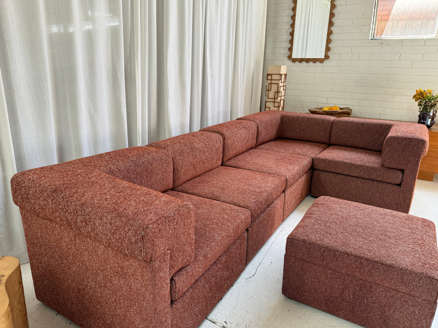 Restored 6 Piece Vintage Modular Sofa Set - Tweed Boucle