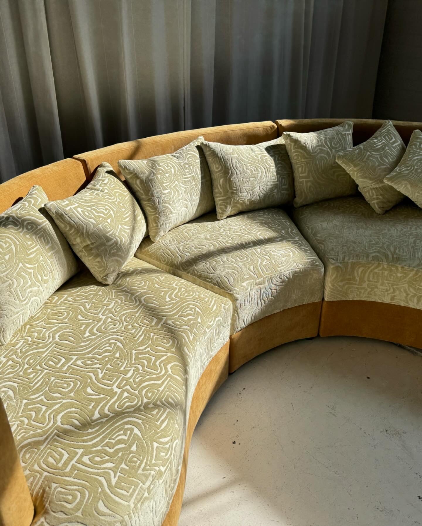 Bespoke Curved Patterned Mustard Sofa