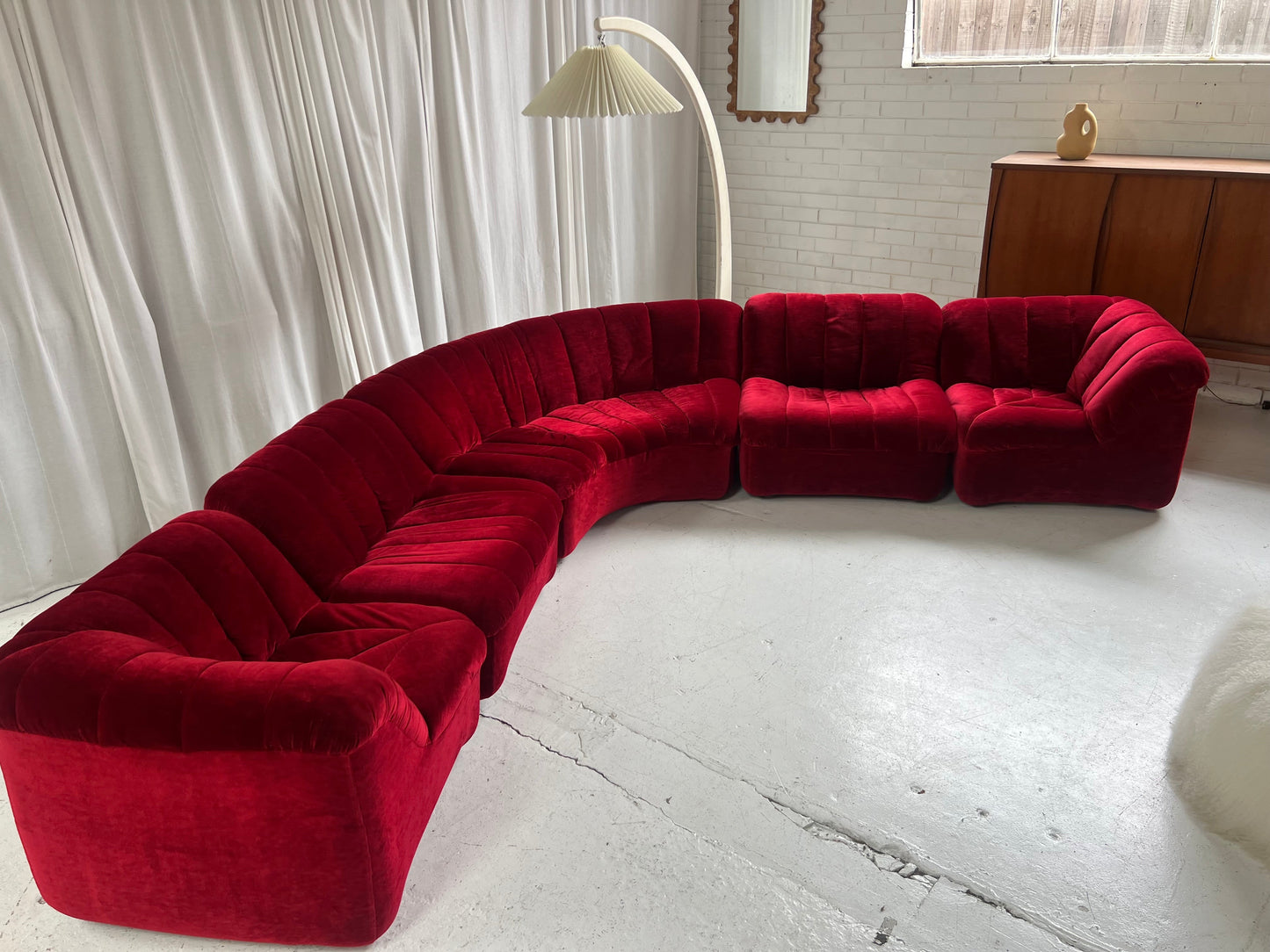 Vintage Featherston Numero Sofa Set - Ruby Velvet