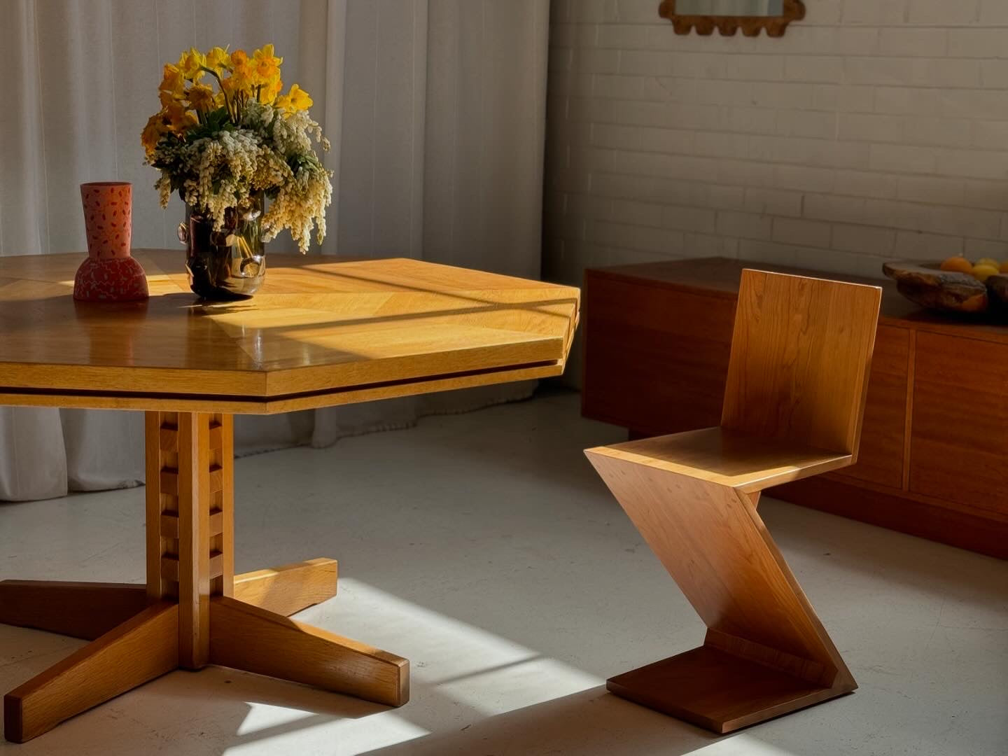 Restored Vintage Octagonal Wood Table