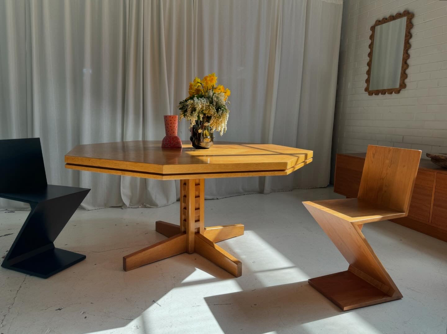 Restored Vintage Octagonal Wood Table