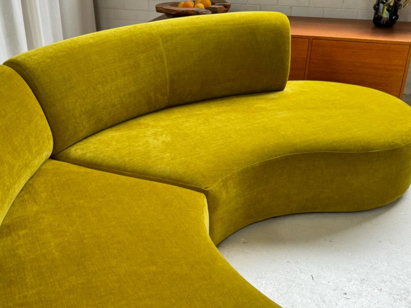 Large Chartruese Velvet Curvy Sofa Set