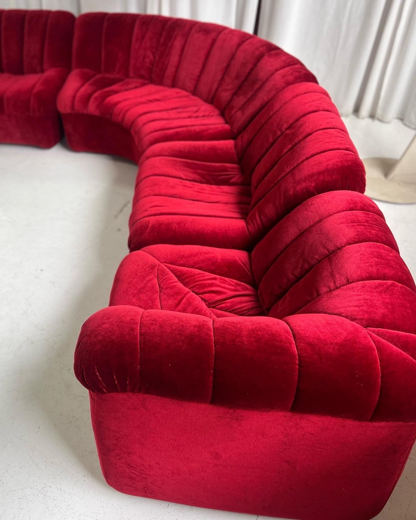 Vintage Featherston Numero Sofa Set - Ruby Velvet