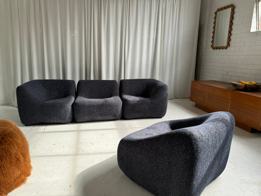 Vintage Featherston Numero IV Modular Sofa Set - Reupholstered (Navy)