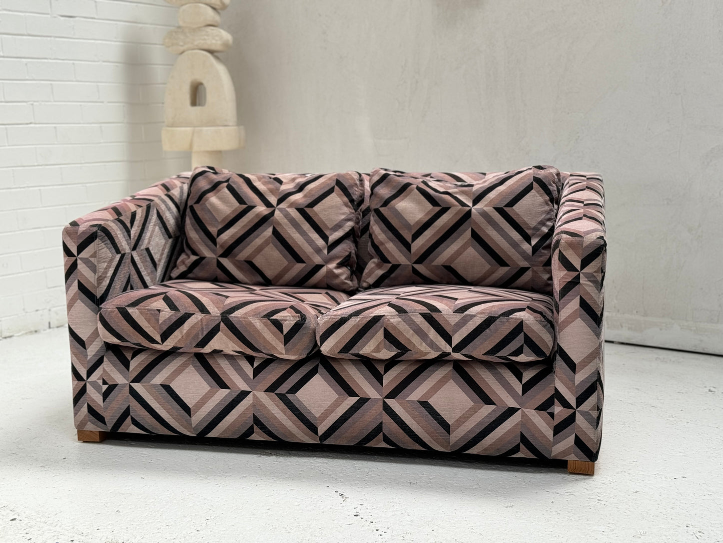 Vintage Geometric 2 Seater Sofa