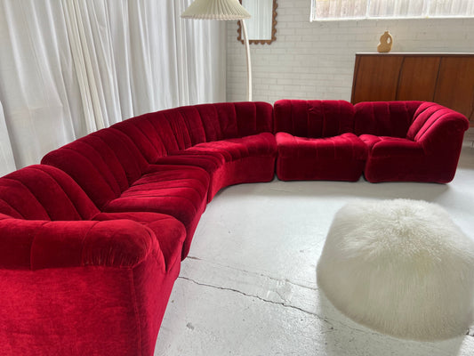 Vintage Featherston Numero Sofa Set - Ruby Velvet