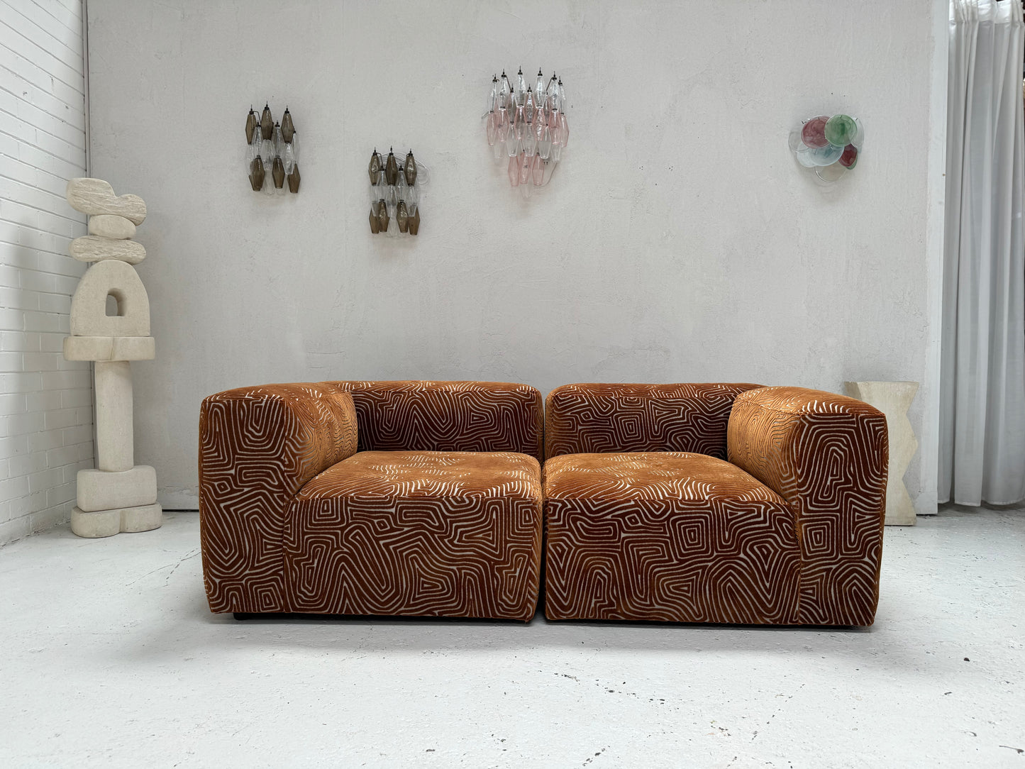 Custom Hay Mag Sofa Set - Tan Pattern