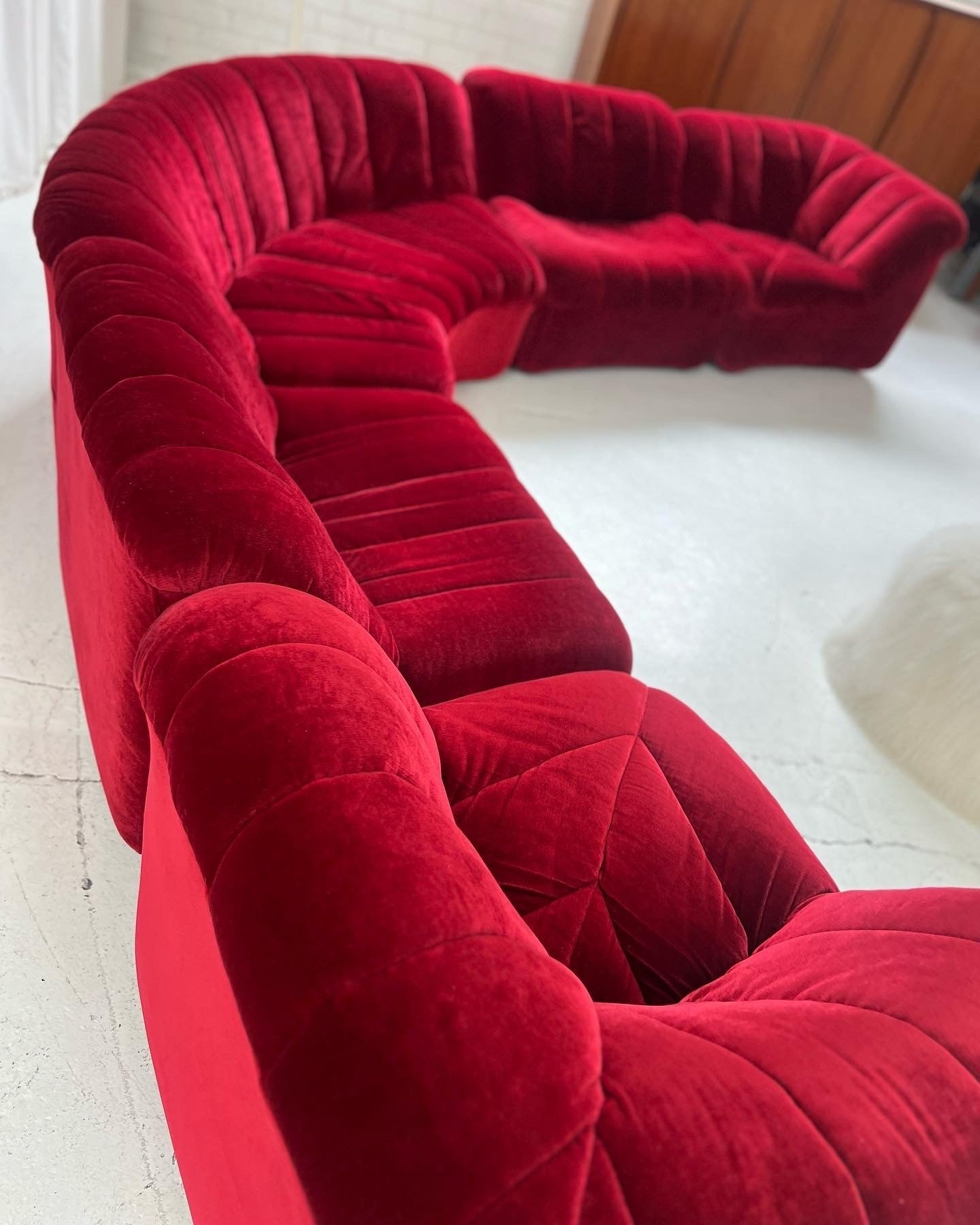 Vintage Featherston Numero Sofa Set - Ruby Velvet